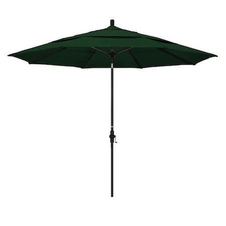 California Umbrella California Umbrella GSCUF118705-F08-DWV 11 ft. Fiberglass Market Umbrella Collar Tilt DV Matted Black-Olefin-Hunter Green GSCUF118705-F08-DWV
